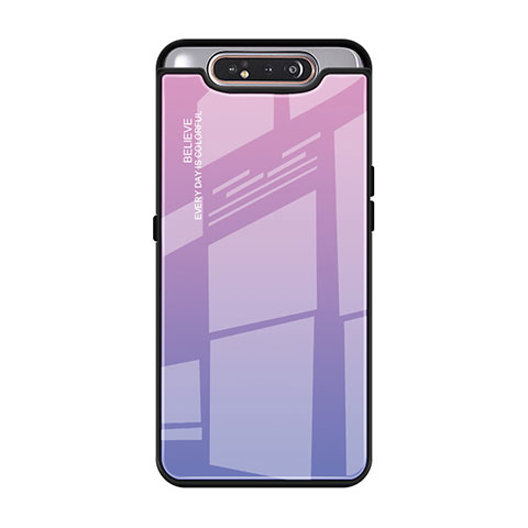 Custodia Silicone Specchio Laterale Sfumato Arcobaleno Cover H01 per Samsung Galaxy A90 4G Viola