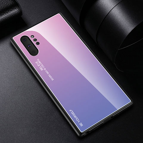 Custodia Silicone Specchio Laterale Sfumato Arcobaleno Cover H01 per Samsung Galaxy Note 10 Plus Viola