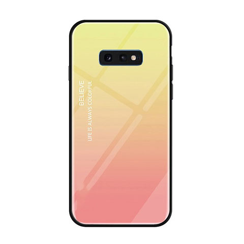 Custodia Silicone Specchio Laterale Sfumato Arcobaleno Cover H01 per Samsung Galaxy S10e Rosa