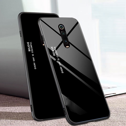 Custodia Silicone Specchio Laterale Sfumato Arcobaleno Cover H01 per Xiaomi Mi 9T Pro Nero