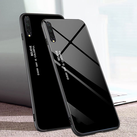 Custodia Silicone Specchio Laterale Sfumato Arcobaleno Cover H01 per Xiaomi Mi A3 Nero