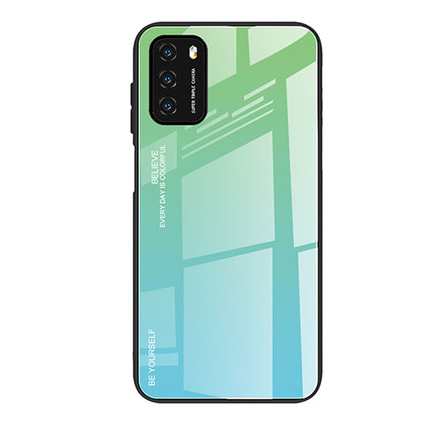 Custodia Silicone Specchio Laterale Sfumato Arcobaleno Cover H01 per Xiaomi Poco M3 Verde