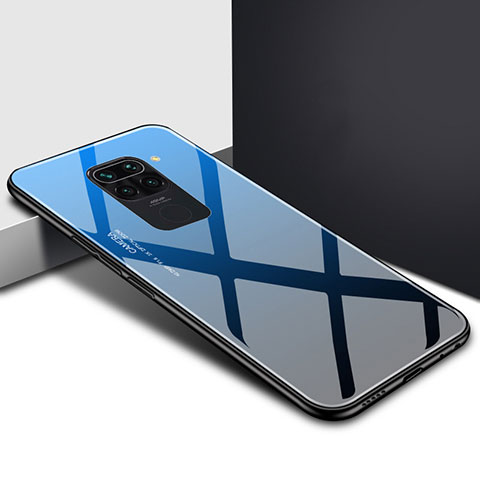 Custodia Silicone Specchio Laterale Sfumato Arcobaleno Cover H01 per Xiaomi Redmi 10X 4G Blu