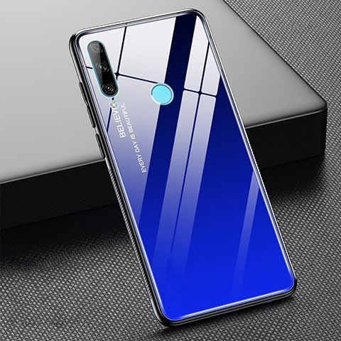 Custodia Silicone Specchio Laterale Sfumato Arcobaleno Cover H02 per Huawei Honor 20 Lite Blu
