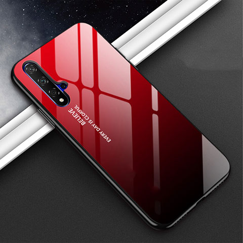 Custodia Silicone Specchio Laterale Sfumato Arcobaleno Cover H02 per Huawei Nova 5 Pro Rosso