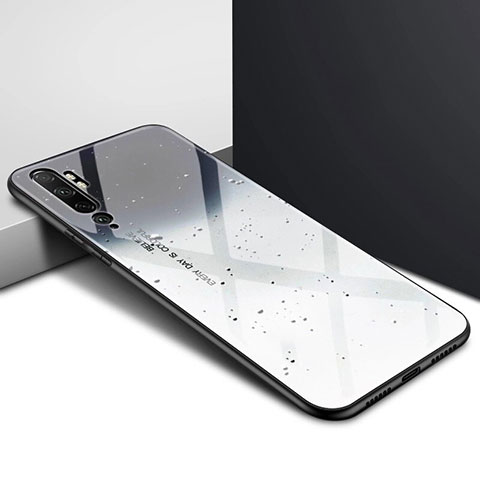 Custodia Silicone Specchio Laterale Sfumato Arcobaleno Cover H02 per Xiaomi Mi Note 10 Grigio