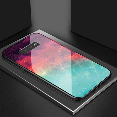 Custodia Silicone Specchio Laterale Sfumato Arcobaleno Cover H03 per Samsung Galaxy S10e Rosso