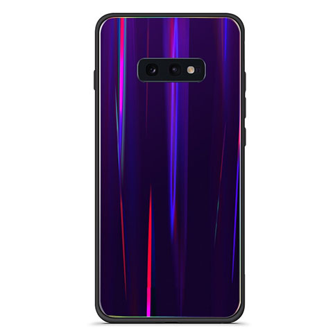 Custodia Silicone Specchio Laterale Sfumato Arcobaleno Cover H04 per Samsung Galaxy S10e Viola