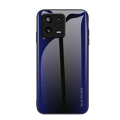 Custodia Silicone Specchio Laterale Sfumato Arcobaleno Cover JM1 per Xiaomi Mi 13 5G Blu Notte