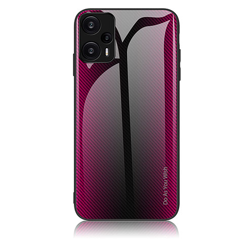 Custodia Silicone Specchio Laterale Sfumato Arcobaleno Cover JM1 per Xiaomi Poco F5 5G Rosa Caldo