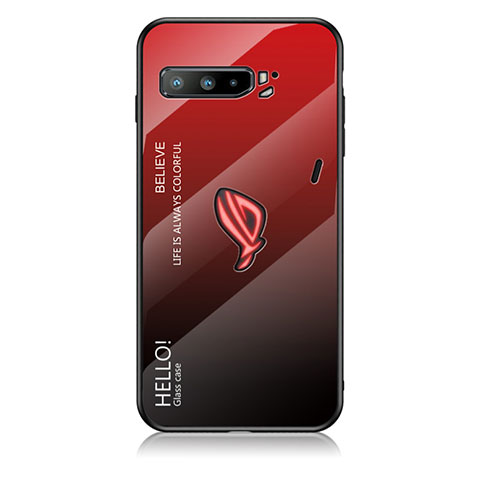 Custodia Silicone Specchio Laterale Sfumato Arcobaleno Cover LS1 per Asus ROG Phone 3 Rosso