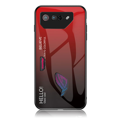 Custodia Silicone Specchio Laterale Sfumato Arcobaleno Cover LS1 per Asus ROG Phone 7 Rosso