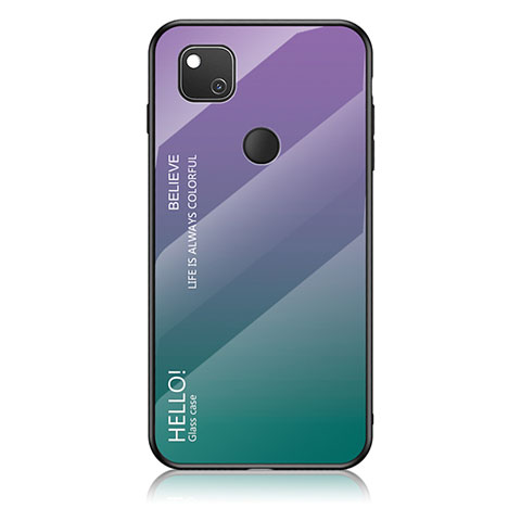 Custodia Silicone Specchio Laterale Sfumato Arcobaleno Cover LS1 per Google Pixel 4a Multicolore