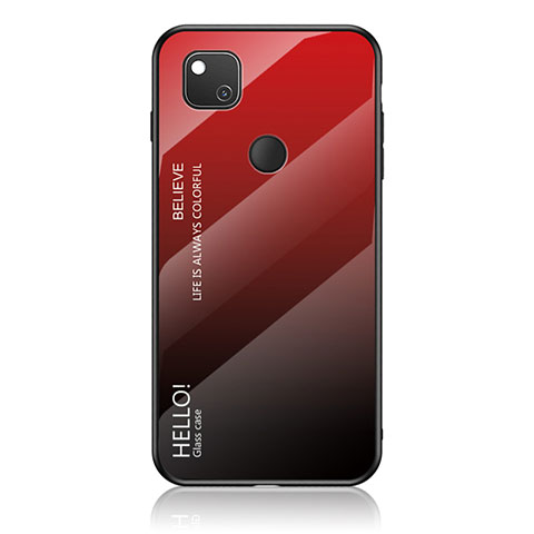 Custodia Silicone Specchio Laterale Sfumato Arcobaleno Cover LS1 per Google Pixel 4a Rosso