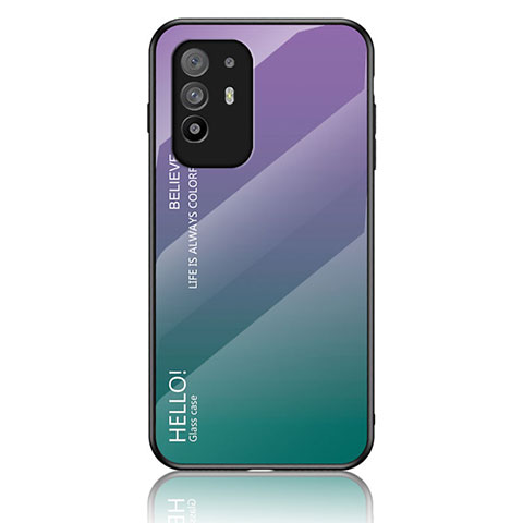 Custodia Silicone Specchio Laterale Sfumato Arcobaleno Cover LS1 per Oppo F19 Pro+ Plus 5G Multicolore