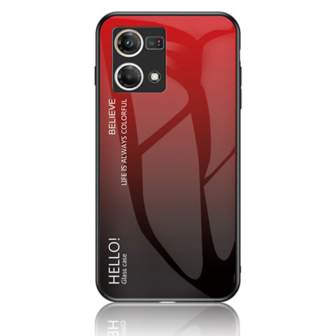 Custodia Silicone Specchio Laterale Sfumato Arcobaleno Cover LS1 per Oppo F21s Pro 4G Rosso