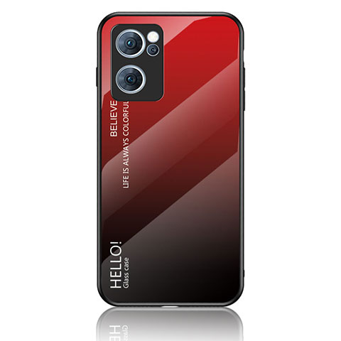 Custodia Silicone Specchio Laterale Sfumato Arcobaleno Cover LS1 per Oppo Find X5 Lite 5G Rosso
