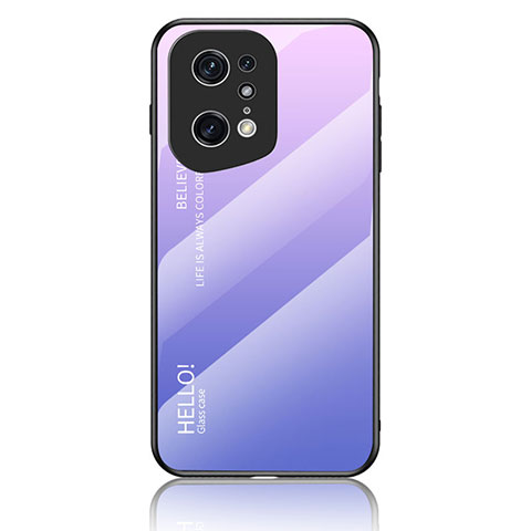 Custodia Silicone Specchio Laterale Sfumato Arcobaleno Cover LS1 per Oppo Find X5 Pro 5G Lavanda