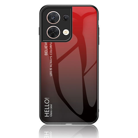 Custodia Silicone Specchio Laterale Sfumato Arcobaleno Cover LS1 per Oppo Reno8 5G Rosso