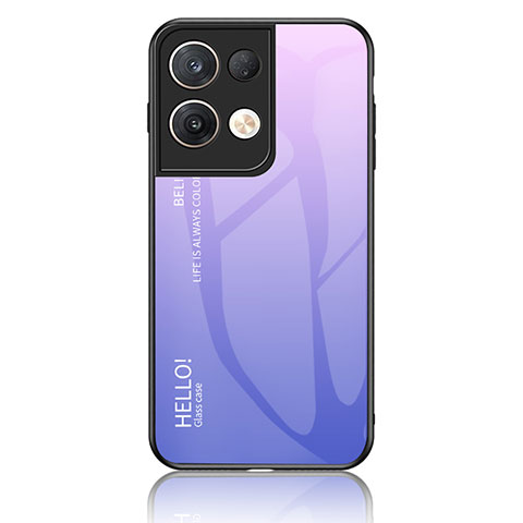 Custodia Silicone Specchio Laterale Sfumato Arcobaleno Cover LS1 per Oppo Reno8 Pro 5G Lavanda