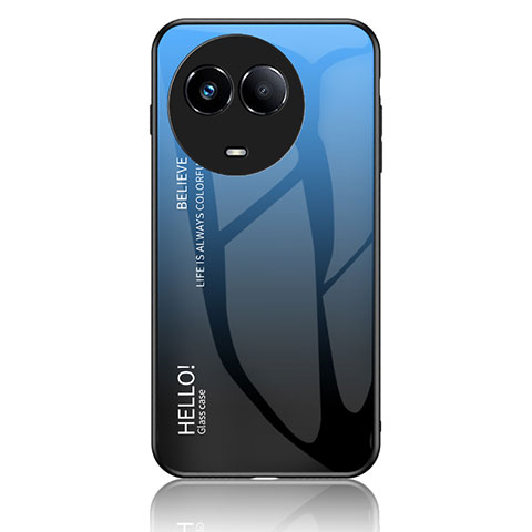 Custodia Silicone Specchio Laterale Sfumato Arcobaleno Cover LS1 per Realme 11 5G Blu