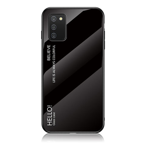 Custodia Silicone Specchio Laterale Sfumato Arcobaleno Cover LS1 per Samsung Galaxy A02s Nero