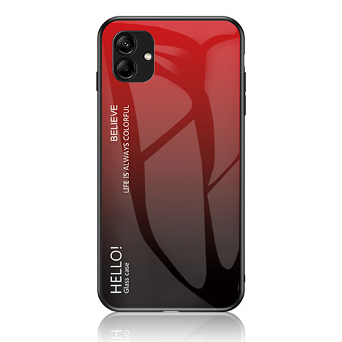 Custodia Silicone Specchio Laterale Sfumato Arcobaleno Cover LS1 per Samsung Galaxy A04E Rosso
