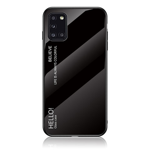 Custodia Silicone Specchio Laterale Sfumato Arcobaleno Cover LS1 per Samsung Galaxy A31 Nero