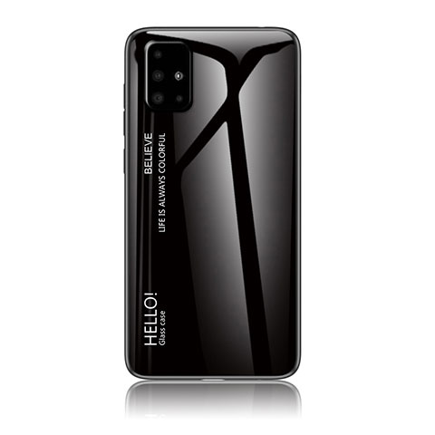 Custodia Silicone Specchio Laterale Sfumato Arcobaleno Cover LS1 per Samsung Galaxy A51 4G Nero