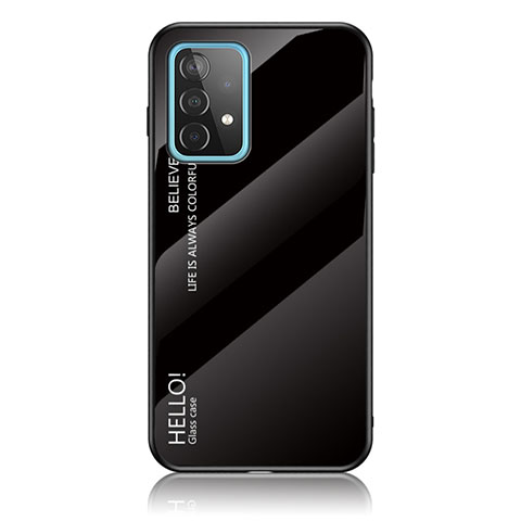 Custodia Silicone Specchio Laterale Sfumato Arcobaleno Cover LS1 per Samsung Galaxy A52 5G Nero