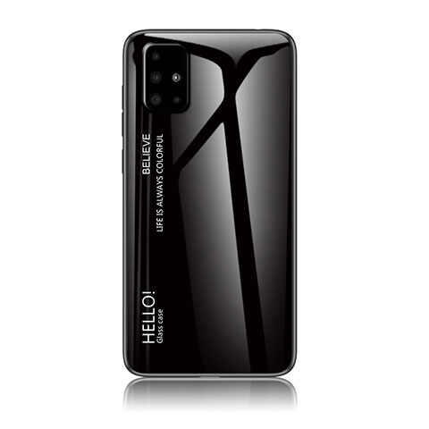 Custodia Silicone Specchio Laterale Sfumato Arcobaleno Cover LS1 per Samsung Galaxy A71 5G Nero