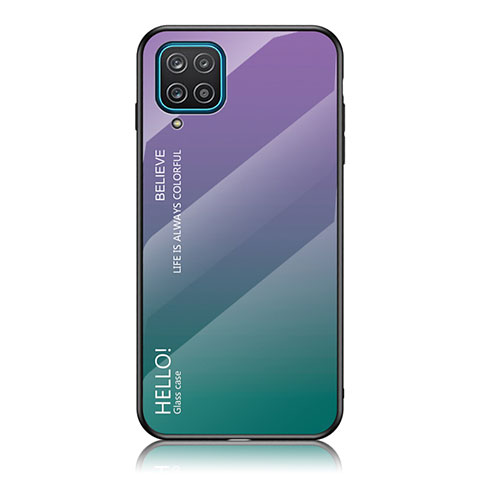 Custodia Silicone Specchio Laterale Sfumato Arcobaleno Cover LS1 per Samsung Galaxy F12 Multicolore