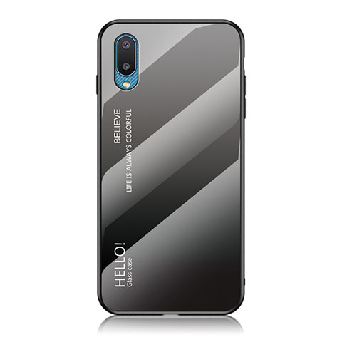 Custodia Silicone Specchio Laterale Sfumato Arcobaleno Cover LS1 per Samsung Galaxy M02 Grigio Scuro