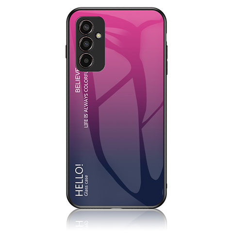 Custodia Silicone Specchio Laterale Sfumato Arcobaleno Cover LS1 per Samsung Galaxy M13 4G Rosa Caldo