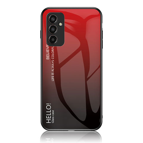 Custodia Silicone Specchio Laterale Sfumato Arcobaleno Cover LS1 per Samsung Galaxy M13 4G Rosso
