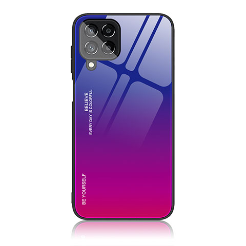 Custodia Silicone Specchio Laterale Sfumato Arcobaleno Cover LS1 per Samsung Galaxy M33 5G Rosa Caldo