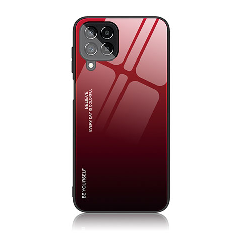 Custodia Silicone Specchio Laterale Sfumato Arcobaleno Cover LS1 per Samsung Galaxy M33 5G Rosso
