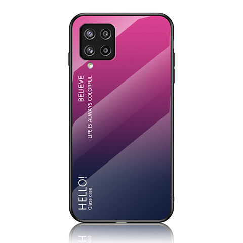 Custodia Silicone Specchio Laterale Sfumato Arcobaleno Cover LS1 per Samsung Galaxy M42 5G Rosa Caldo