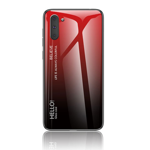 Custodia Silicone Specchio Laterale Sfumato Arcobaleno Cover LS1 per Samsung Galaxy Note 10 5G Rosso