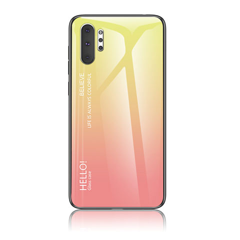 Custodia Silicone Specchio Laterale Sfumato Arcobaleno Cover LS1 per Samsung Galaxy Note 10 Plus 5G Giallo