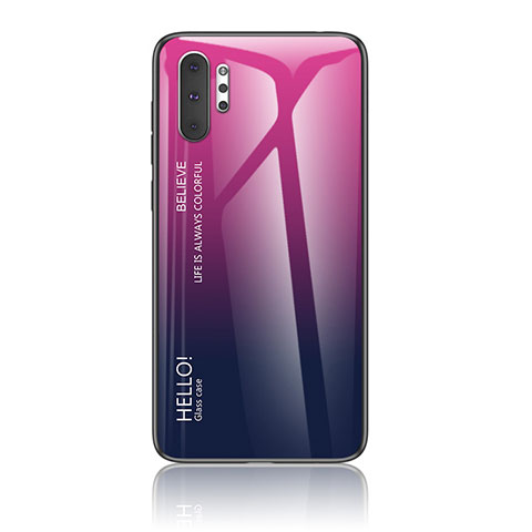 Custodia Silicone Specchio Laterale Sfumato Arcobaleno Cover LS1 per Samsung Galaxy Note 10 Plus 5G Rosa Caldo