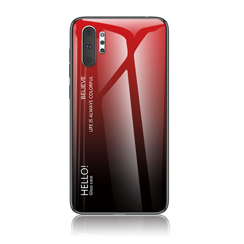 Custodia Silicone Specchio Laterale Sfumato Arcobaleno Cover LS1 per Samsung Galaxy Note 10 Plus 5G Rosso