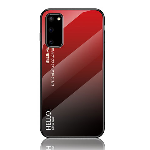 Custodia Silicone Specchio Laterale Sfumato Arcobaleno Cover LS1 per Samsung Galaxy S20 5G Rosso