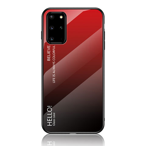 Custodia Silicone Specchio Laterale Sfumato Arcobaleno Cover LS1 per Samsung Galaxy S20 Plus 5G Rosso