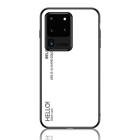 Custodia Silicone Specchio Laterale Sfumato Arcobaleno Cover LS1 per Samsung Galaxy S20 Ultra 5G Bianco