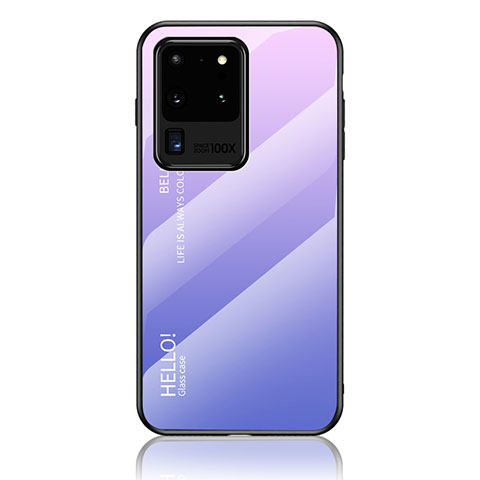 Custodia Silicone Specchio Laterale Sfumato Arcobaleno Cover LS1 per Samsung Galaxy S20 Ultra Lavanda