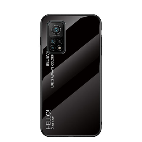 Custodia Silicone Specchio Laterale Sfumato Arcobaleno Cover LS1 per Xiaomi Mi 10T 5G Nero