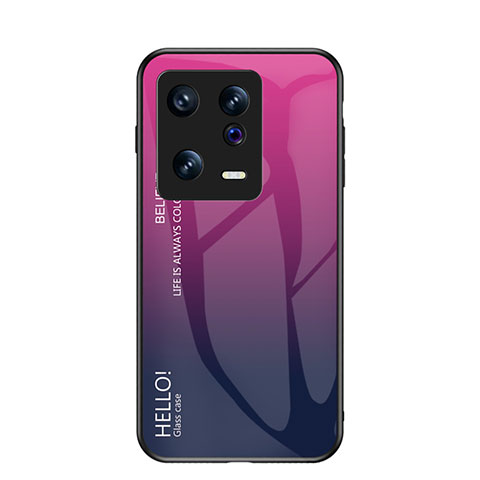 Custodia Silicone Specchio Laterale Sfumato Arcobaleno Cover LS1 per Xiaomi Mi 13 5G Rosa Caldo