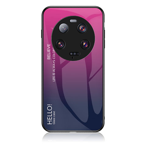 Custodia Silicone Specchio Laterale Sfumato Arcobaleno Cover LS1 per Xiaomi Mi 13 Ultra 5G Rosa Caldo