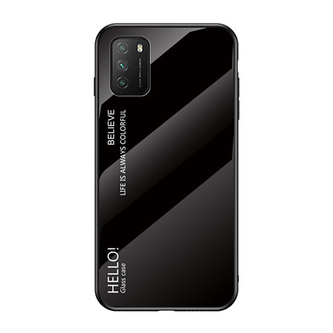 Custodia Silicone Specchio Laterale Sfumato Arcobaleno Cover LS1 per Xiaomi Poco M3 Nero